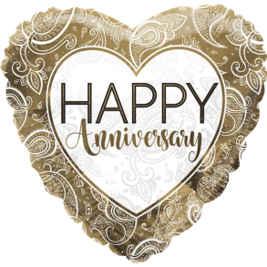 Helium Ballon Happy Anniversary Guld