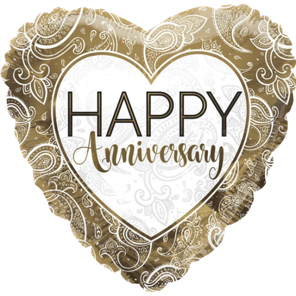 Helium Ballon Happy Anniversary Guld